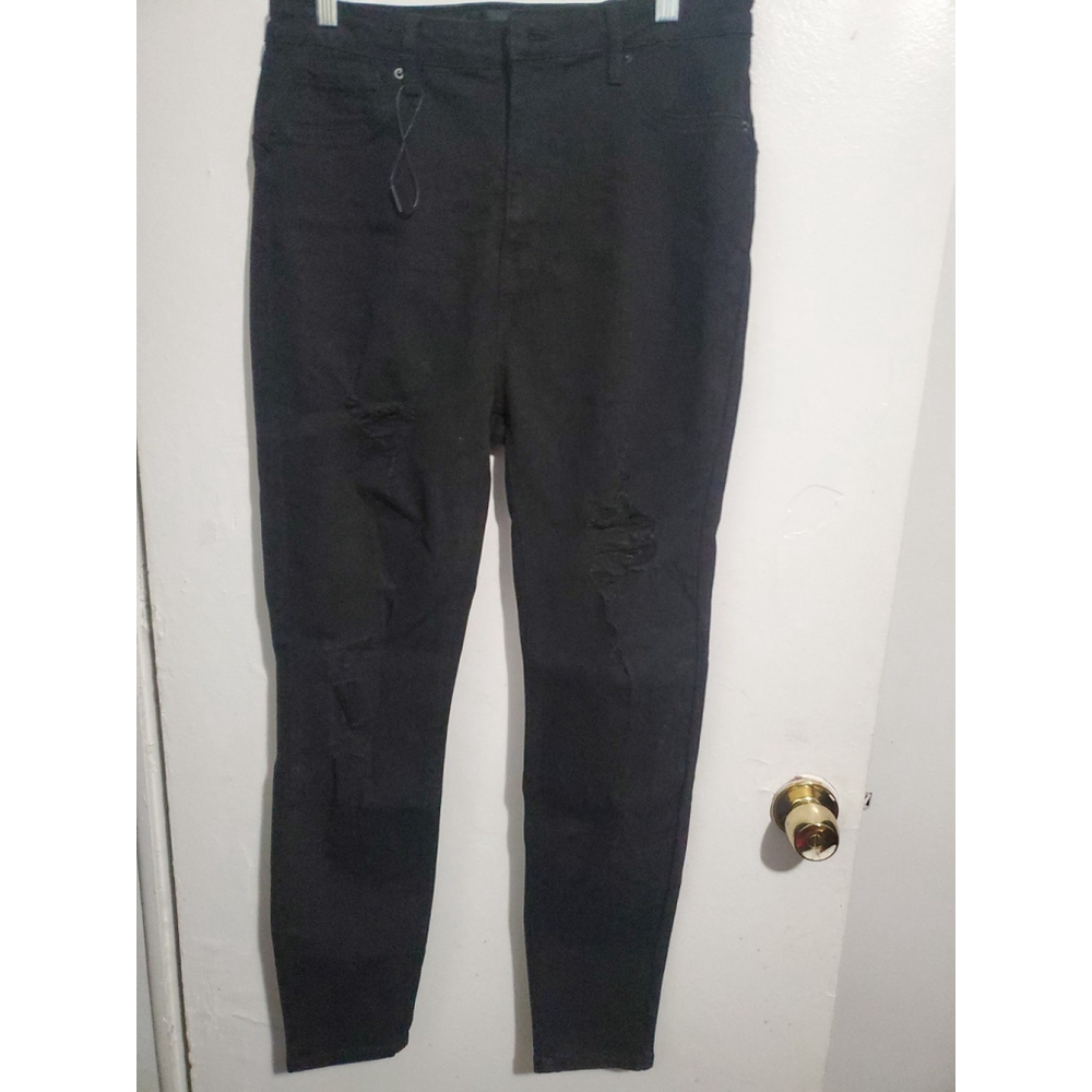 Fashion Nova Women's Jeans Size 15 Black Distressed Skinny Stretch